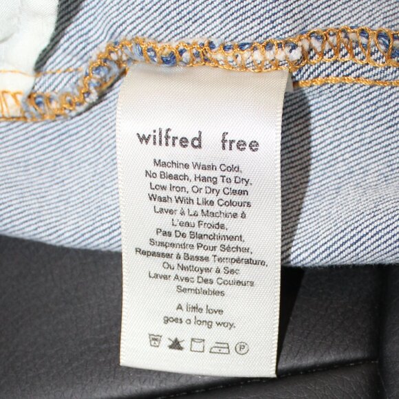 Aritzia Wilfred Free Medium Wash Raw Step Hem Denim Jean Skirt Size 6 - Picture 8 of 8